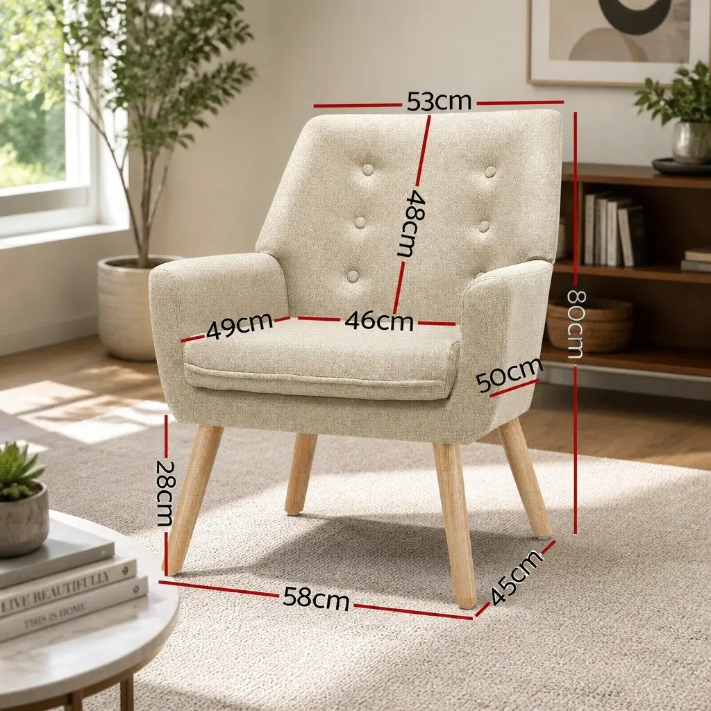 Beige Upholstered Armchair