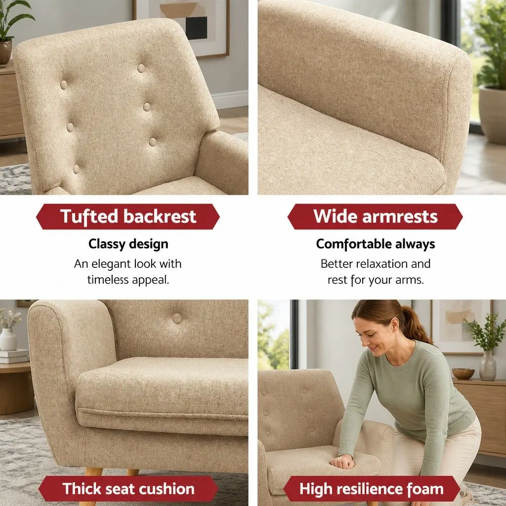 Beige Upholstered Armchair