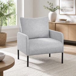 Armchair Accent Chair Grey Fabric Cushioned Seat Modern Living Room Furniture