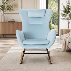 Concise and Stylish Rocking Chair with Headrest Pillow