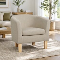 Beige Armchair with Thick Foam Padding