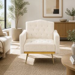 Sleek and Simple Beige Boucle Armchair