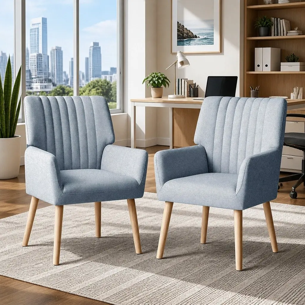 Grey Faux Fabric Armchairs for Relaxation