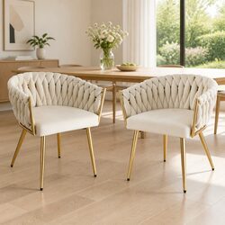 Set of 2 Velvet Dining Chairs with Sturdy Design