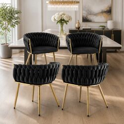 Concise Set of 4 Velvet Dining Chairs for Dining Areas