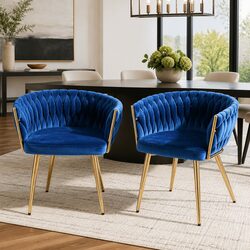 Comfortable Blue Velvet Armchair Set for Your Dining Room