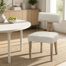 Chic Beige Dining Chairs - Set of 2 with Padded Seats