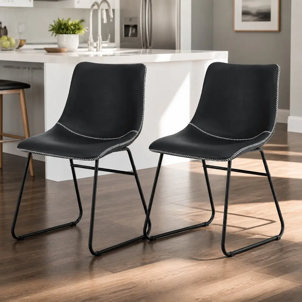 Black Retro Dining Chairs x2