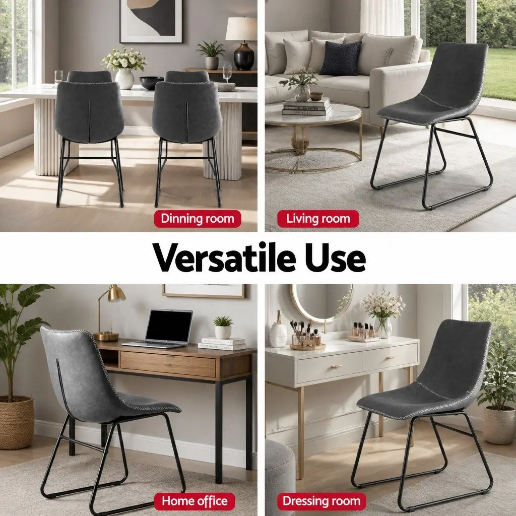 Dining Chairs Grey Set of 4 Retro Kitchen Lounge Accent Seats Sled Legs