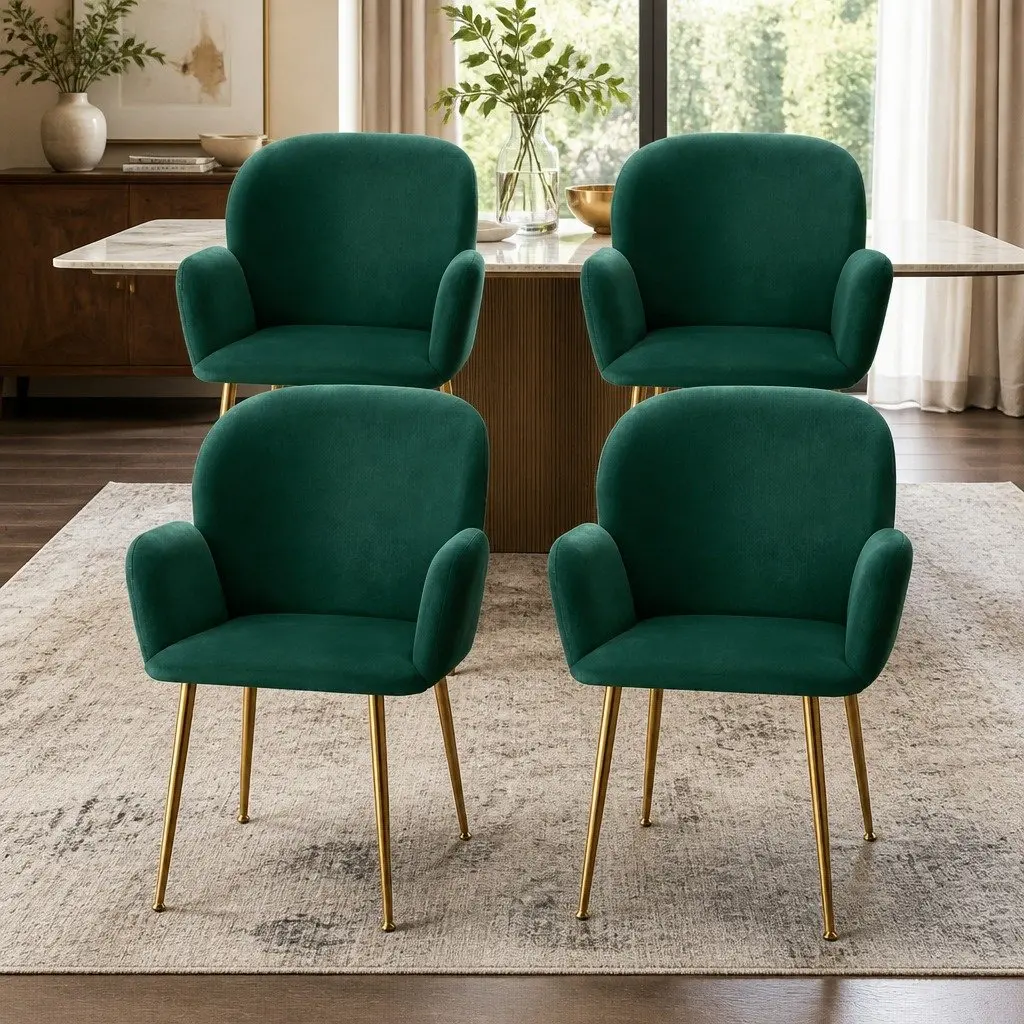 Dining Chairs Set of 4 with Plush Velvet Finish