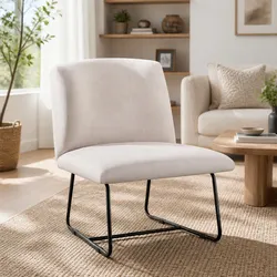 Chic Beige Accent Chair with Easy Assembly