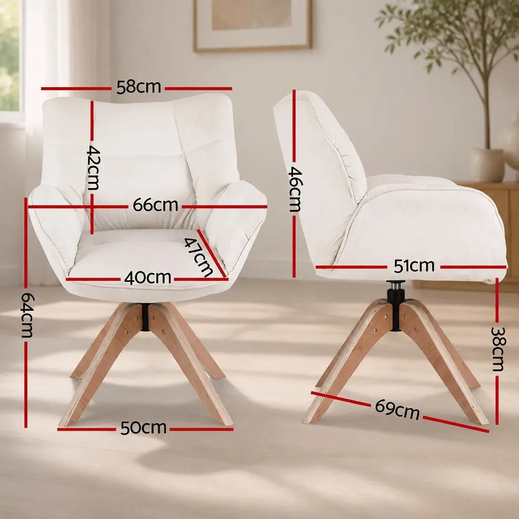 Swivel Armchair White Velvet Nursing Chair 360 Degree Rotate Accent Furniture
