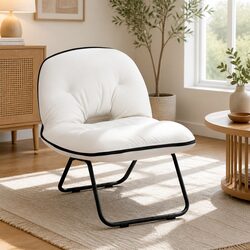 Foldable Armchair 2-in-1 Lounge Chair Portable Tote Bag Design White Compact