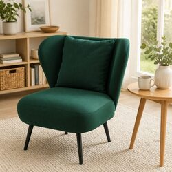 Accent Armchair Green Corduroy Velvet Wing Back Lounge Tub Chair Sofa Couch