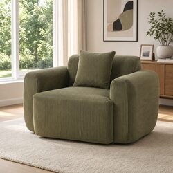 Armchair Sofa with Cushion Corduroy Frameless Design No Assembly Green