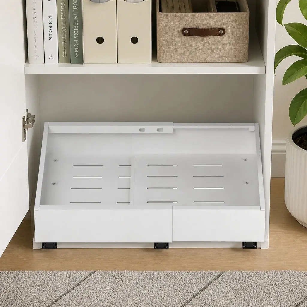 Pull Out Cabinet Drawers White 2 Pack Expandable Organizer Modern Storage