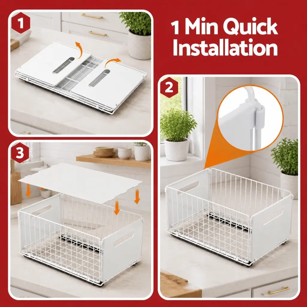 4 Pack Pull Out Kitchen Drawers for Cabinets