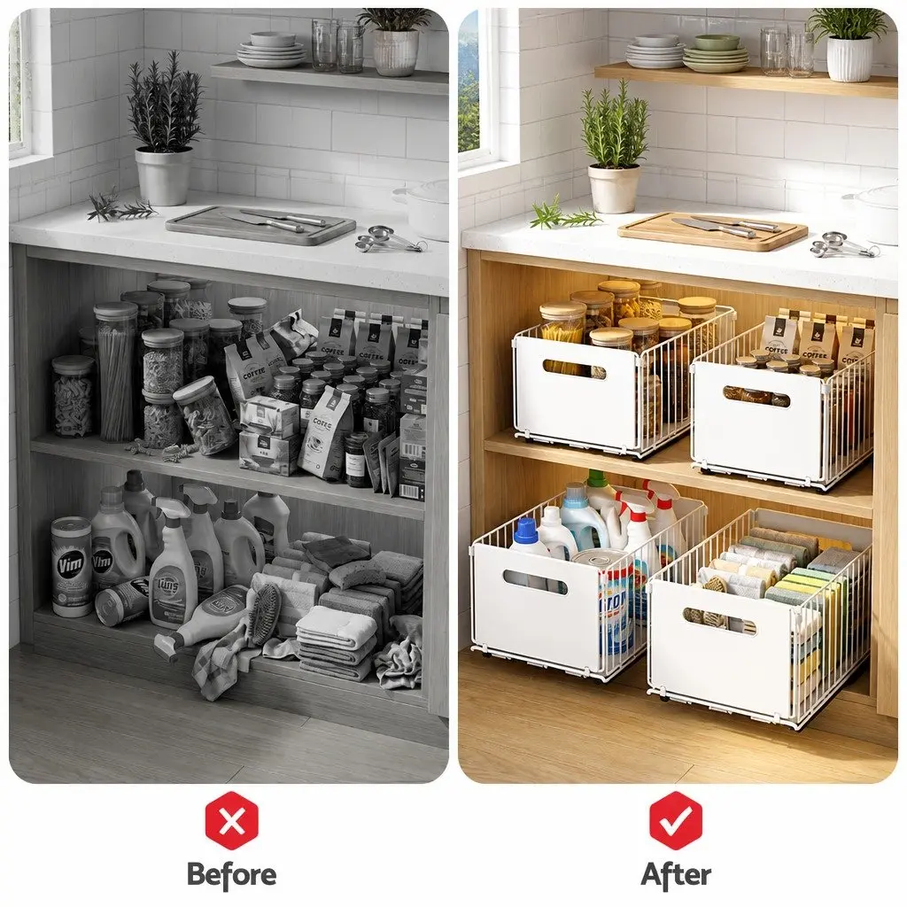 4 Pack Pull Out Kitchen Drawers for Cabinets