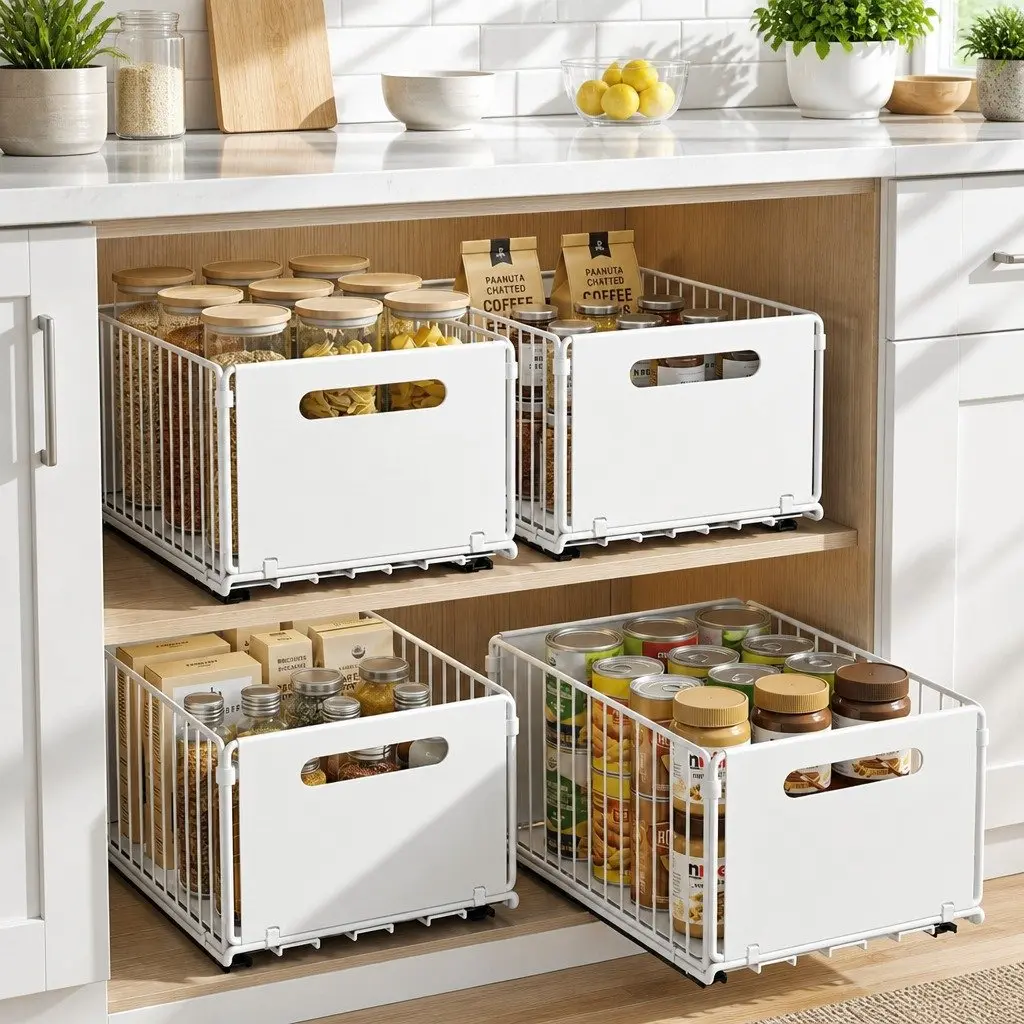 4 Pack Pull Out Kitchen Drawers for Cabinets