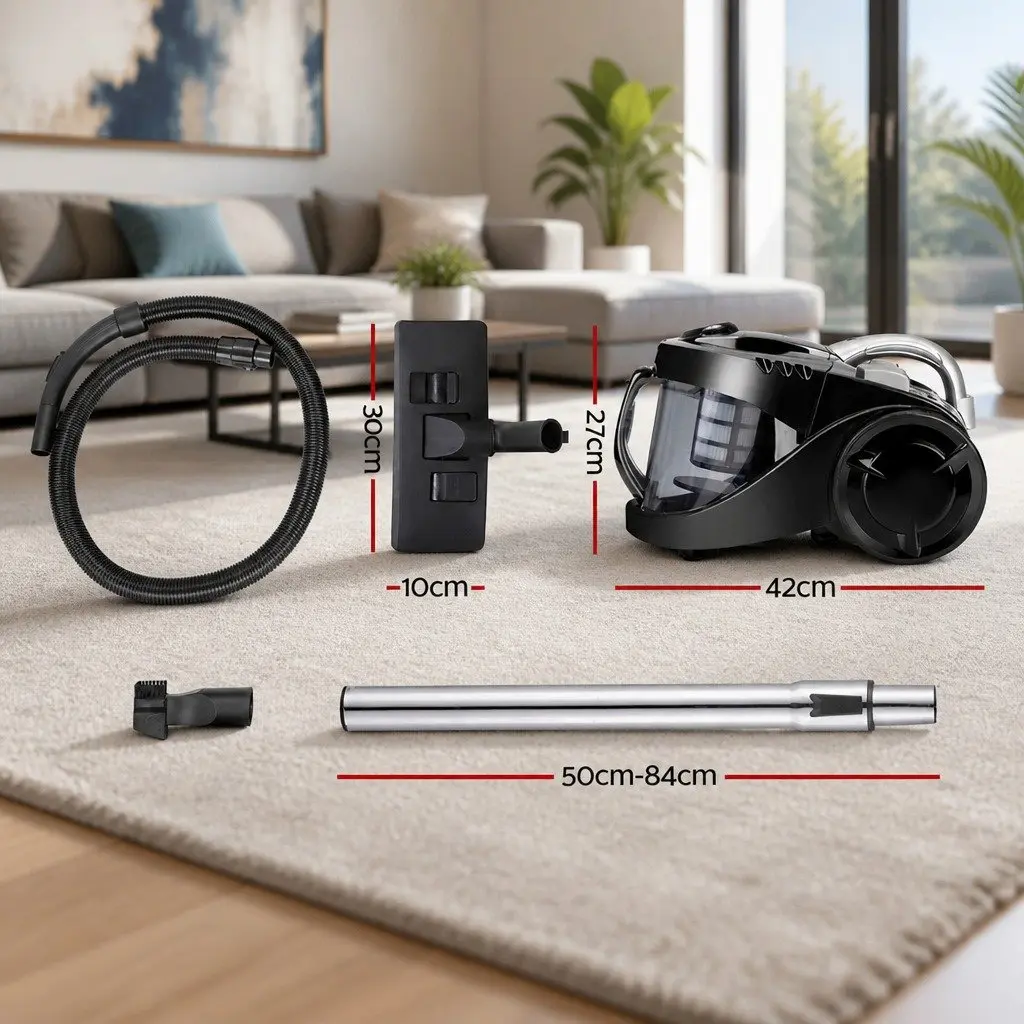 Bagless Stick Vacuum Cleaner Black 2200W Powerful Suction HEPA Filter