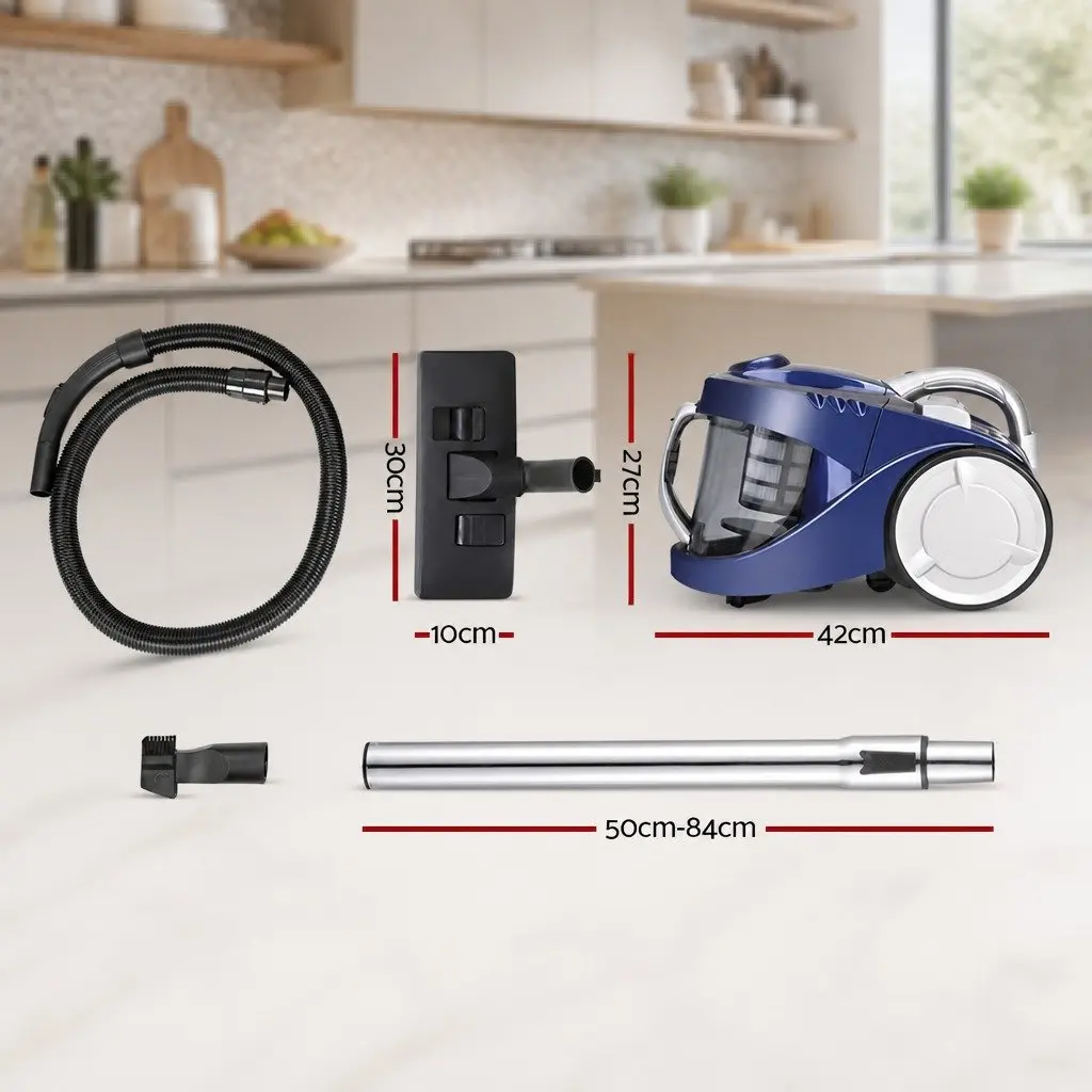 Bagless Stick Vacuum Cleaner Blue 2200W Multi-Cyclonic HEPA Filter