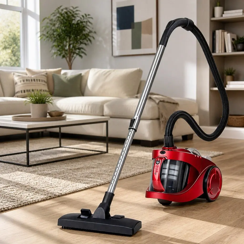 Bagless Stick Vacuum Cleaner Red 2200W HEPA Filter Multi-Cyclonic System