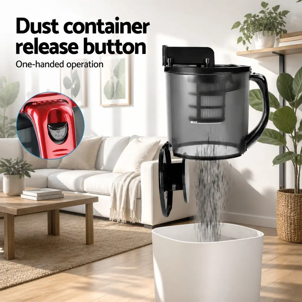 Bagless Stick Vacuum Cleaner Red 2200W HEPA Filter Multi-Cyclonic System