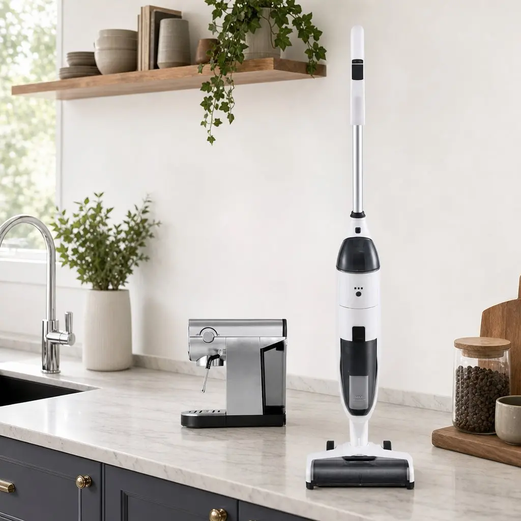 Cordless Wet Dry Vacuum Mop White 20 Bar Espresso Coffee Machine Combo with Instant Heating System and Automatic Self-Cleaning Dock