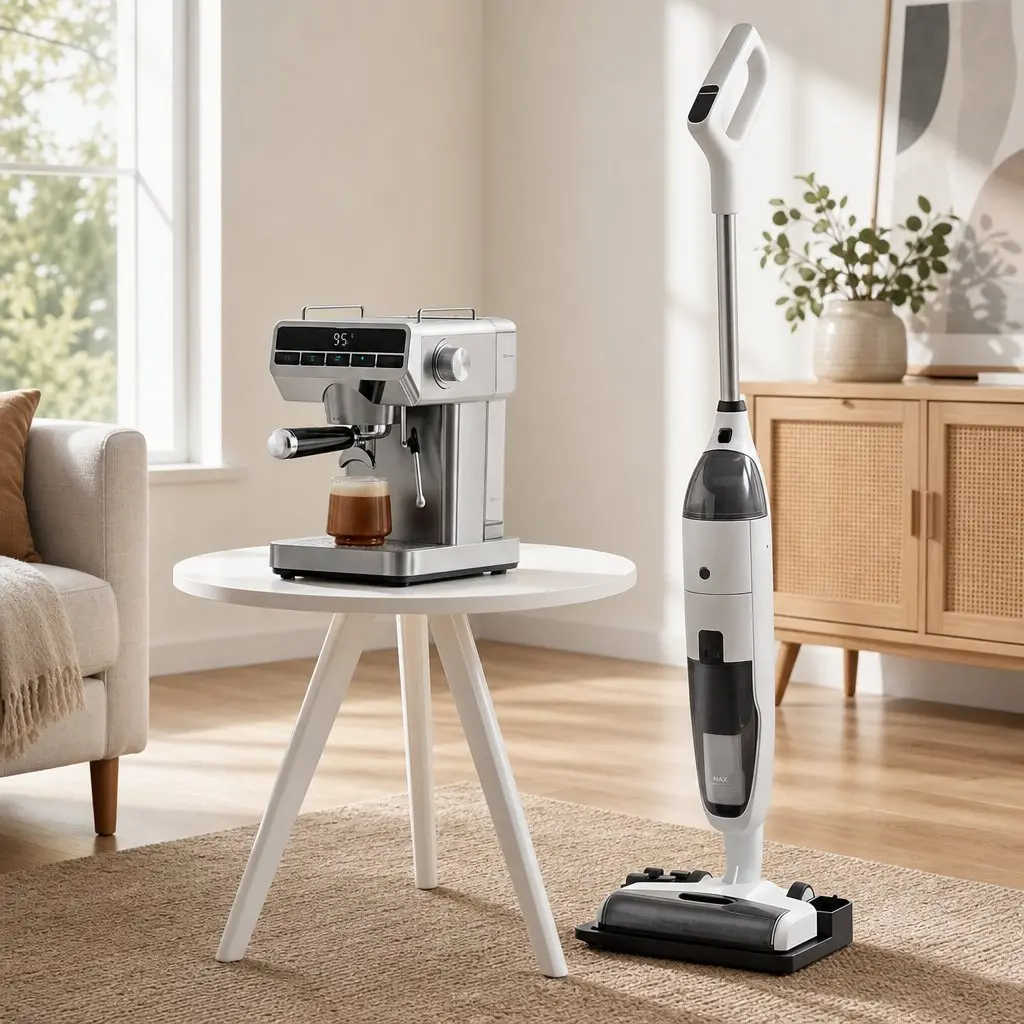 Cordless Vacuum Mop and Espresso Machine Combo Set