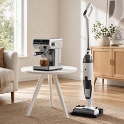 Cordless Wet Dry Vacuum Mop and Espresso Coffee Machine Combo Cleaning