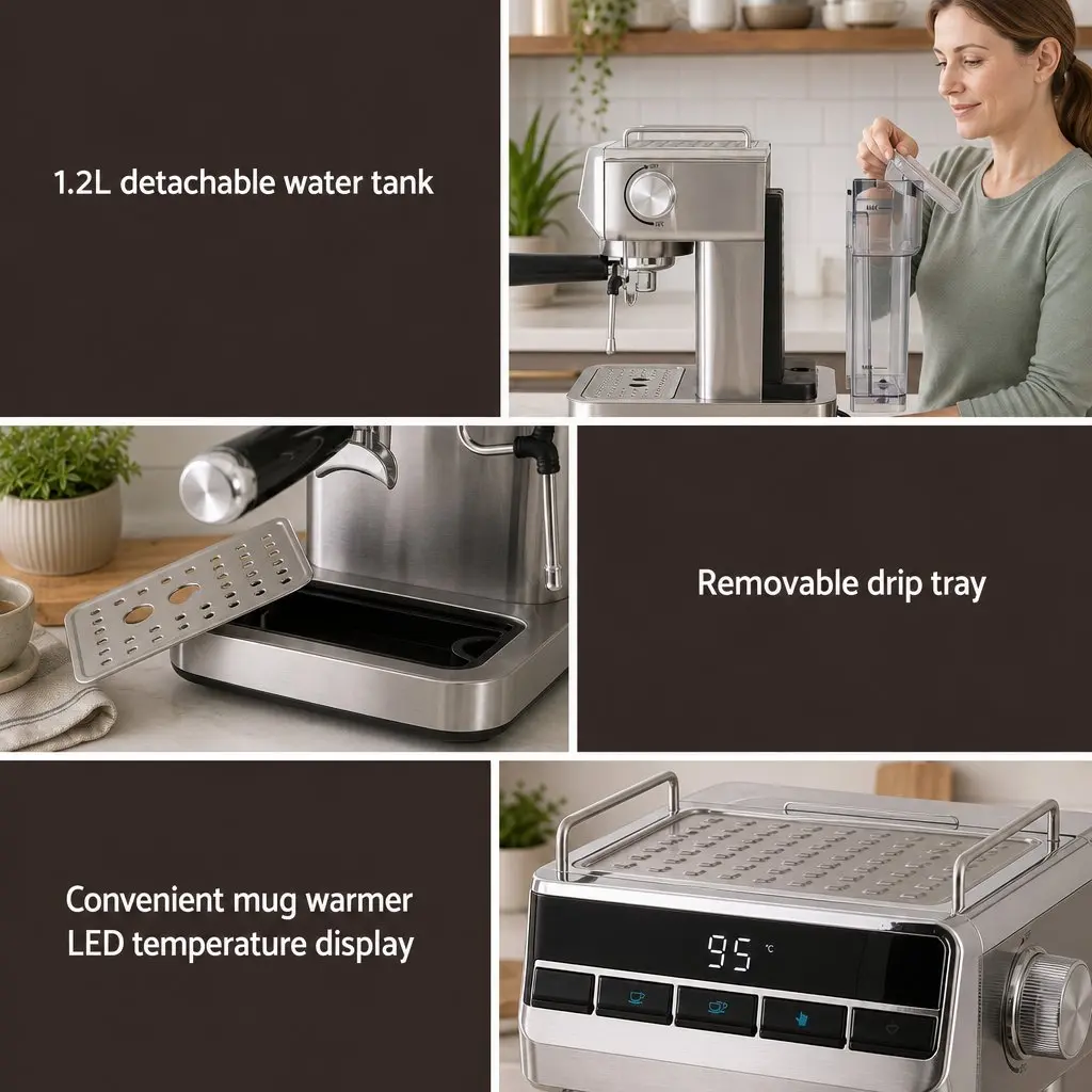 Cordless Wet Dry Vacuum Mop and Espresso Coffee Machine Combo White Silver 2 Piece Automatic Self Cleaning