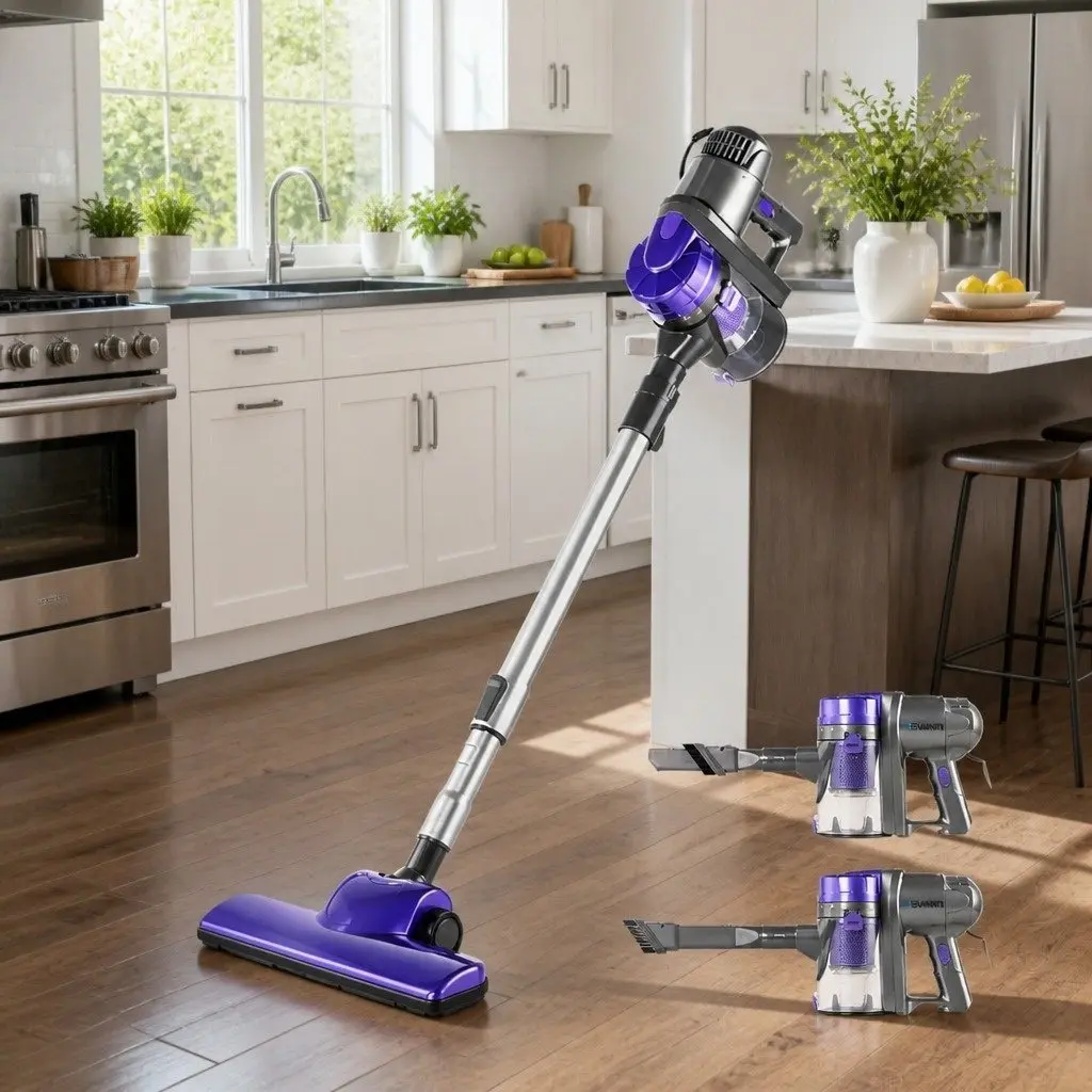 Stick Vacuum Cleaner Purple and Silver Corded 450W Motorised Head Converts Handheld