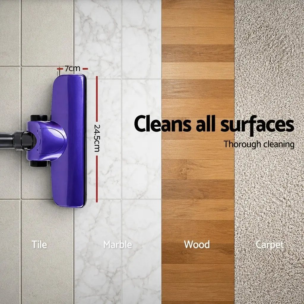 Stick Vacuum Cleaner Purple and Silver Corded 450W Motorised Head Converts Handheld