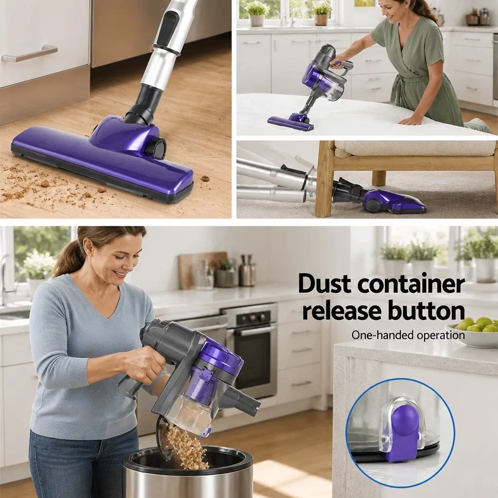 Stick Vacuum Cleaner Purple and Silver Corded 450W Motorised Head Converts Handheld