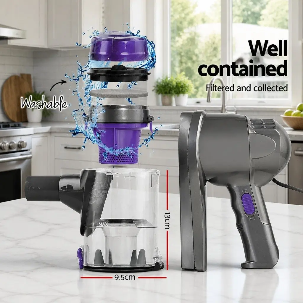 Stick Vacuum Cleaner Purple and Silver Corded 450W Motorised Head Converts Handheld