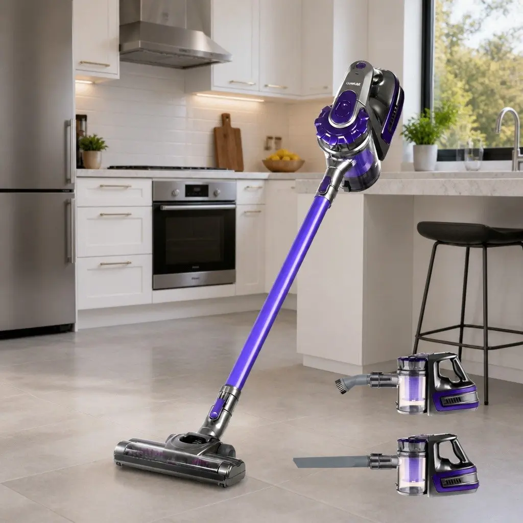 Cordless Stick Vacuum Cleaner Purple Lightweight 2-in-1 Bagless 150W