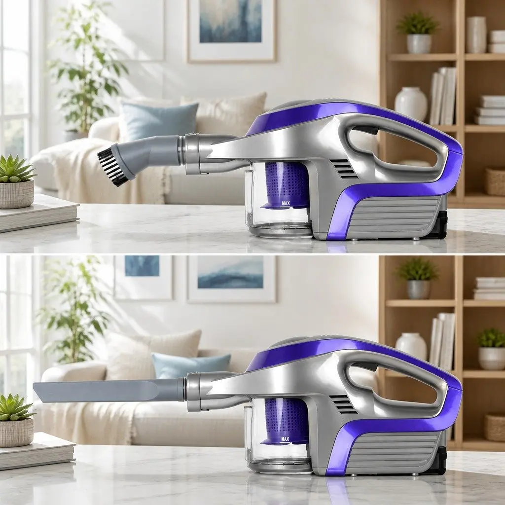 Stick Vacuum Cleaner Bagless Cordless Lightweight Purple Grey 150W 8000Pa Suction 160° Swivelling Head HEPA Filter