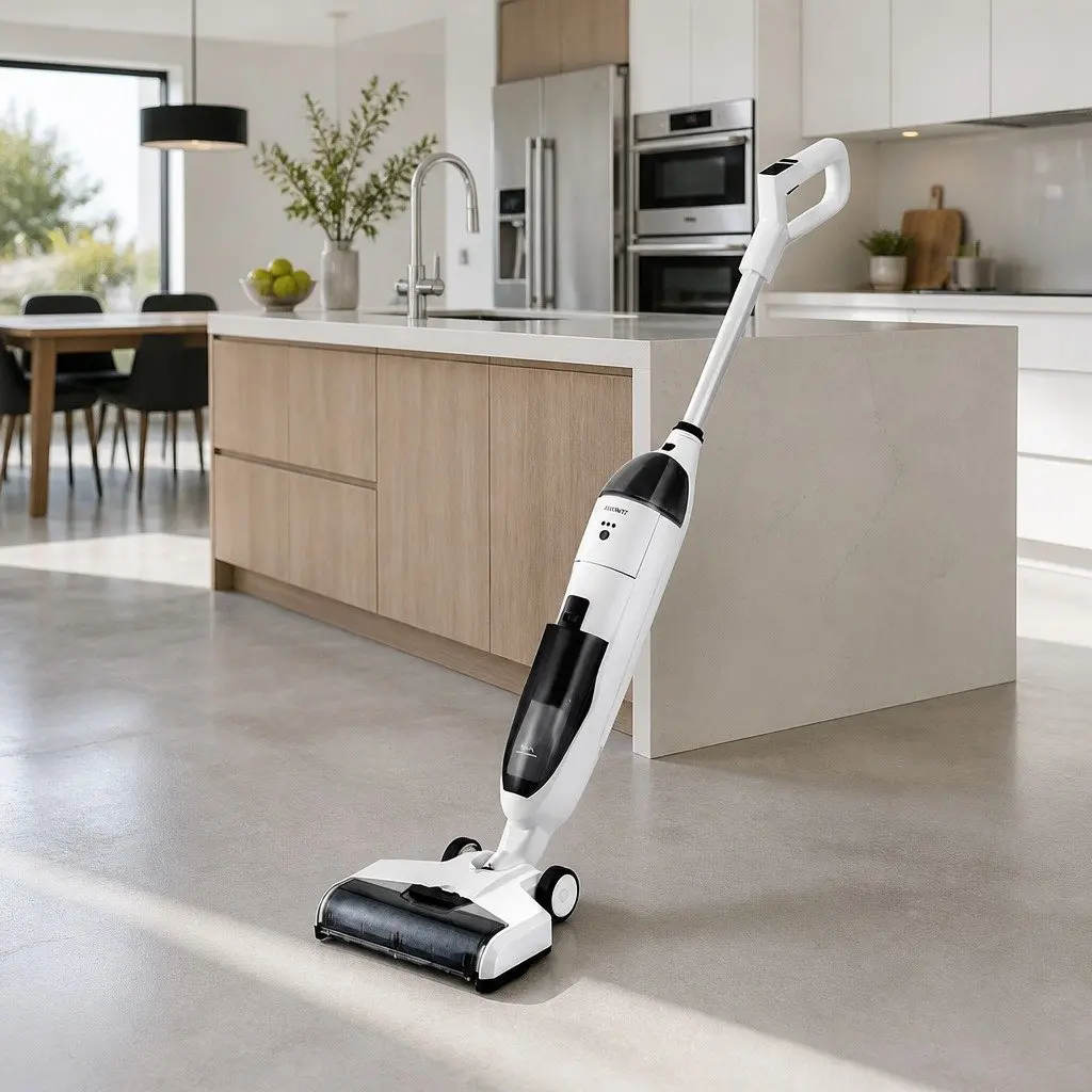 Wet Dry Vacuum Cleaner White Grey Cordless Lightweight Two-Tank System Edge Cleaning