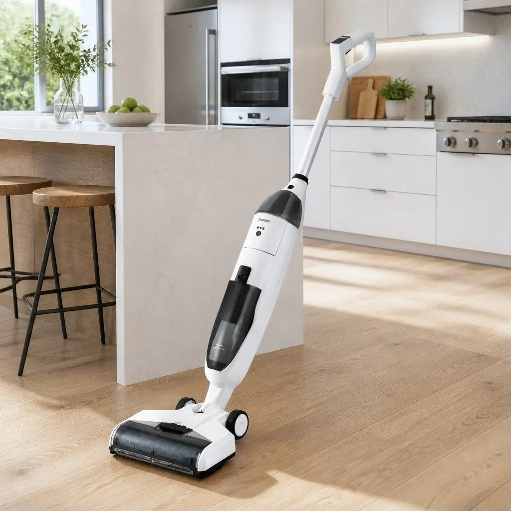 Wet Dry Vacuum Cleaner White Grey Cordless Lightweight Two-Tank System Edge Cleaning