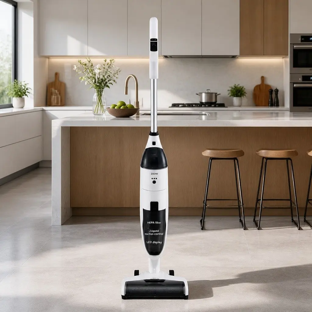 Wet Dry Vacuum Cleaner White Grey Cordless Lightweight Two-Tank System Edge Cleaning