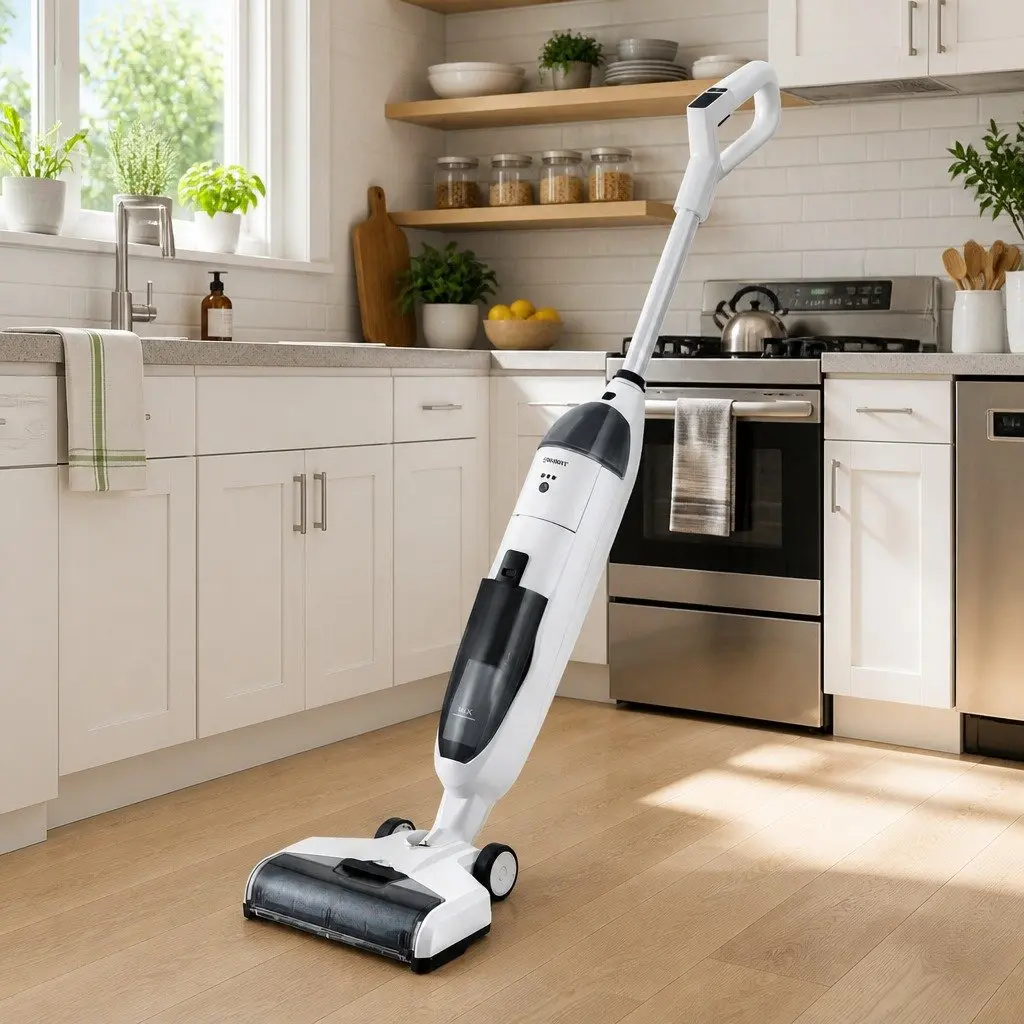 Wet Dry Vacuum Cleaner White Grey Cordless Lightweight Two-Tank System Edge Cleaning