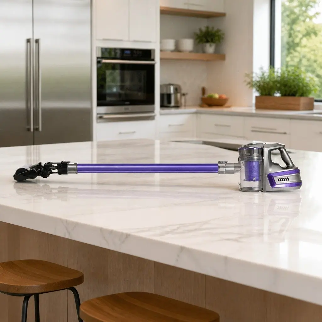 Stick Vacuum Cleaner Purple Lightweight Cordless Motorised Roller Brush 150W