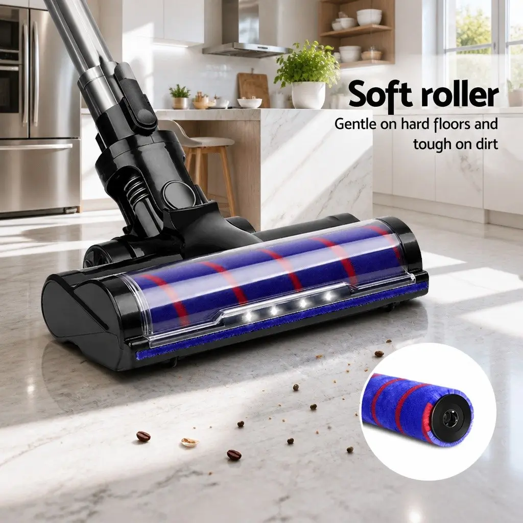 Stick Vacuum Cleaner Purple Lightweight Cordless Motorised Roller Brush 150W