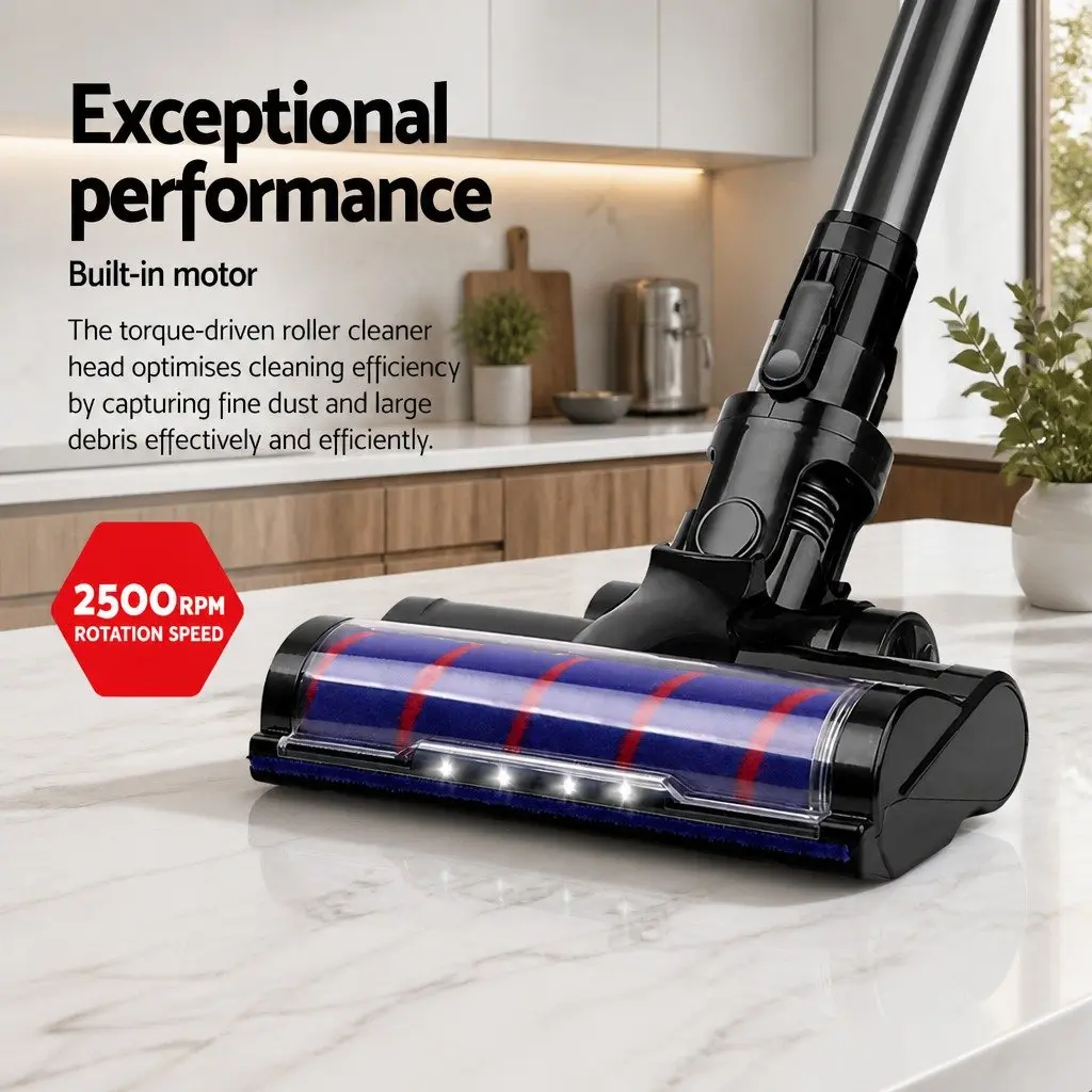 Motorised Roller Brush Head Stick Vacuum Cleaner Attachment Black