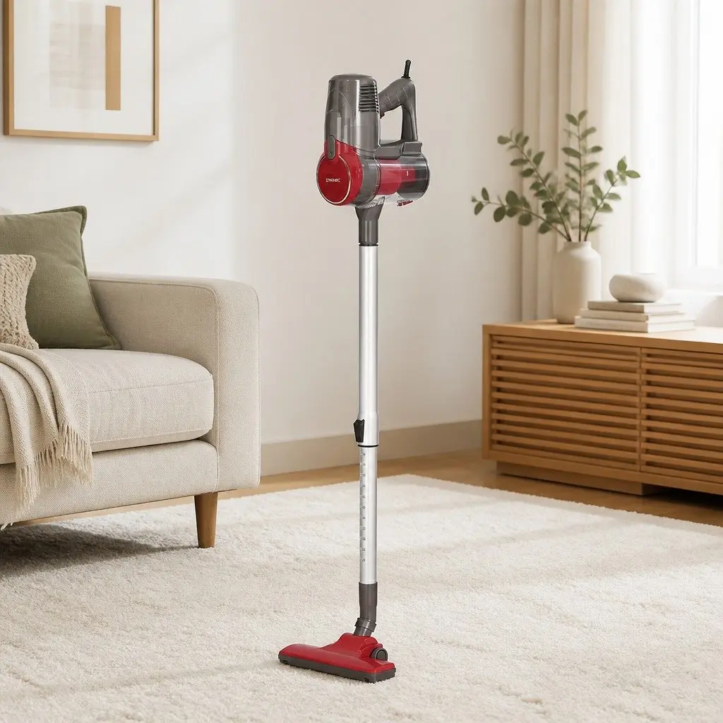 Stick Vacuum Cleaner Bagless Corded 500W Red Handheld Cleaning Powerful Suction