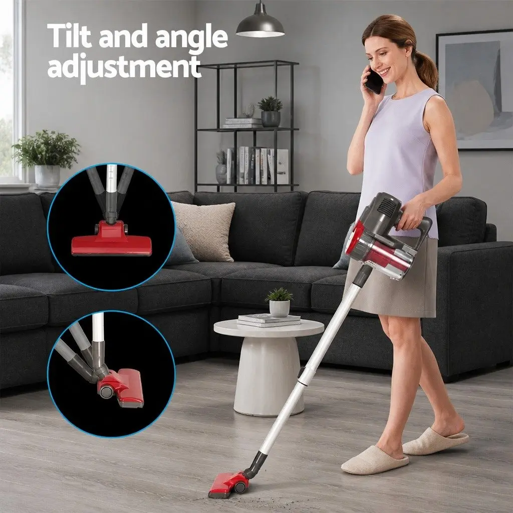 Stick Vacuum Cleaner Bagless Corded 500W Red Handheld Cleaning Powerful Suction