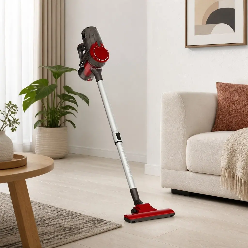 Stick Vacuum Cleaner Bagless Corded 500W Red Handheld Cleaning Powerful Suction