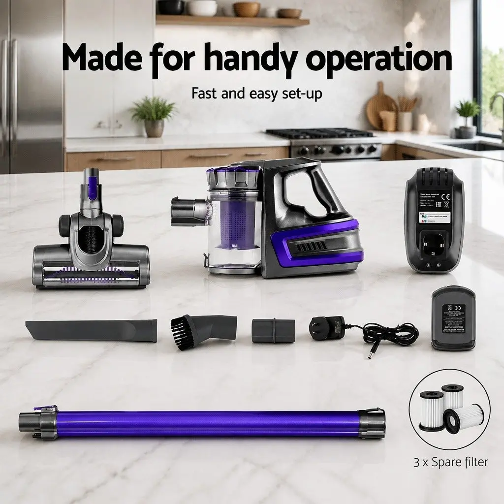 Cordless Stick Handstick Vacuum Cleaner HEPA Filter 150W 8000Pa Grey