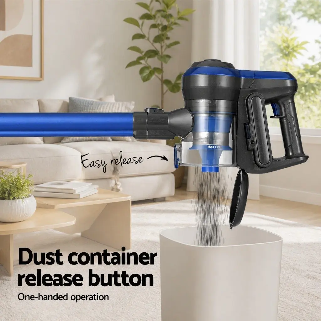 Stick Vacuum Cleaner Cordless Handheld Brushless 250W Bagless HEPA Filter Blue