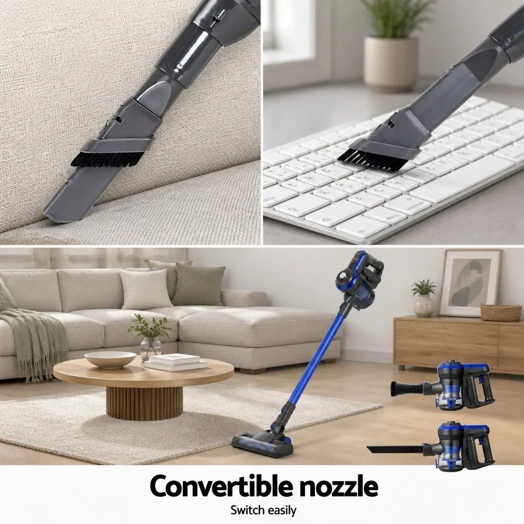 Stick Vacuum Cleaner Cordless Handheld Brushless 250W Bagless HEPA Filter Blue